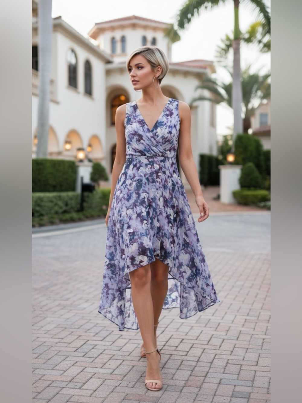 Simply Vera Vera Wang Blue and White High Low Sundress